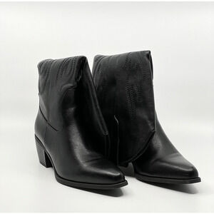 Black Western Ankle Boots Pointed Toe Heel Size 8.5 New Minor Defect
